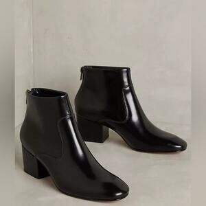 Rachel Comey Luna Black Leather Zip Heel Ankle Boots Size 7.5